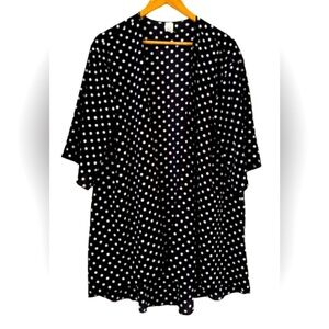 Now and Forever blk w wht polka dot kimono style jkt SZ 1X